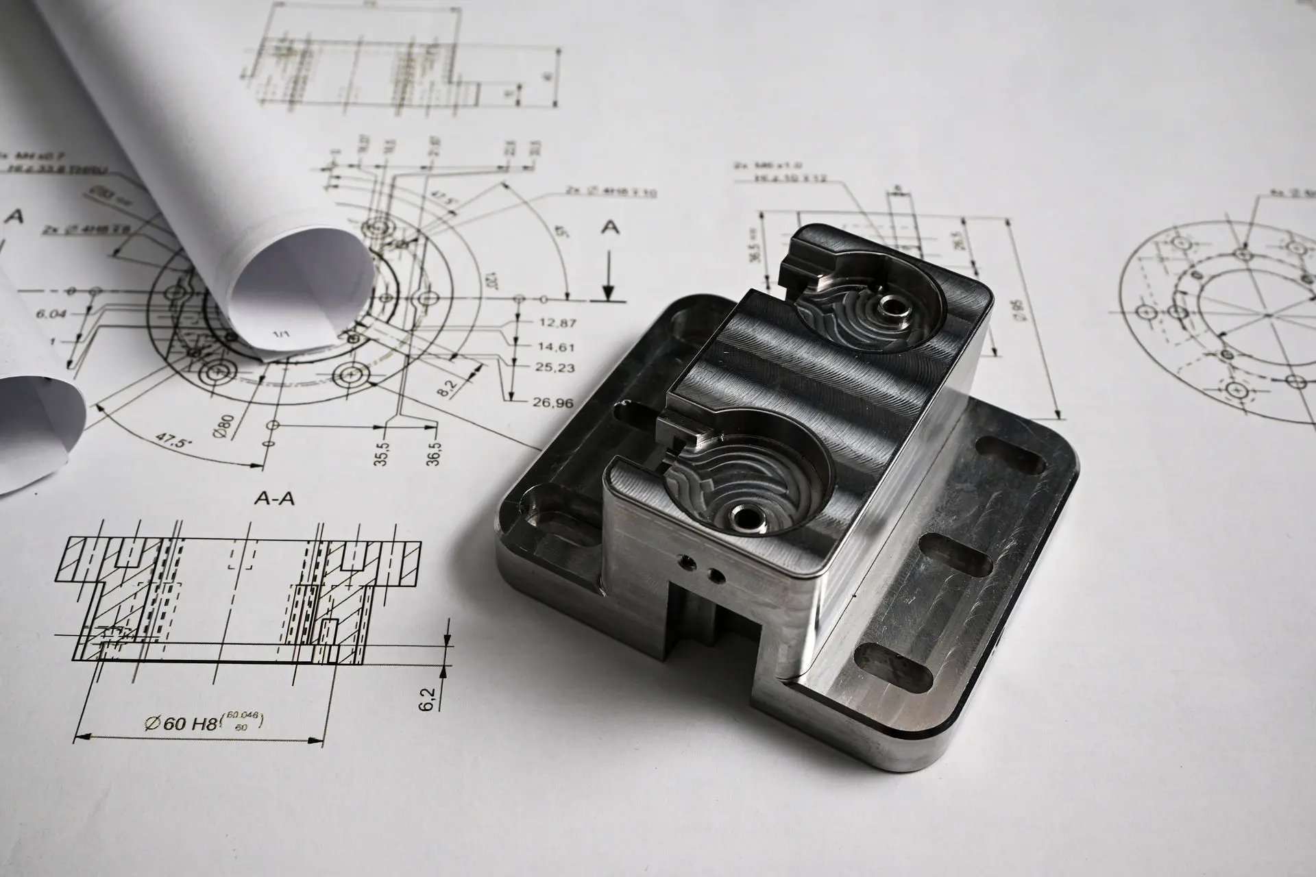 CAD Drawing and Aluminum Part